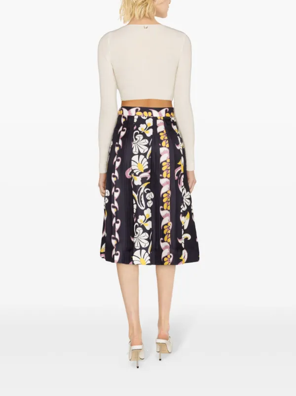 スカート Tory Burch Skirts Tory Burch floral-print Pleated Silk Skirt | Black | FARFETCH