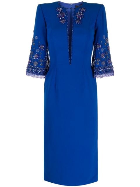 Jenny Packham vestido midi Sandrine con detalle de mostacillas