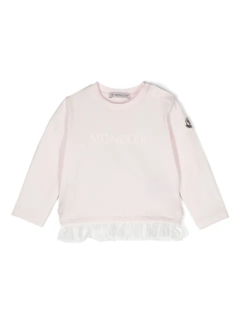 Moncler Enfant Camiseta mangas longas com estampa de logo