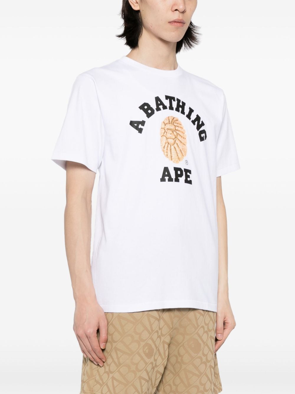 Shop A Bathing Ape Jewels College Cotton T-shirt In White