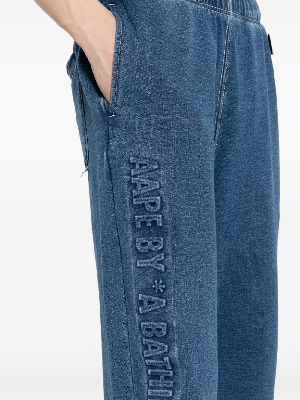 Shop Aape By A Bathing Ape Logo-embossed Straight-leg Jeans In Blue
