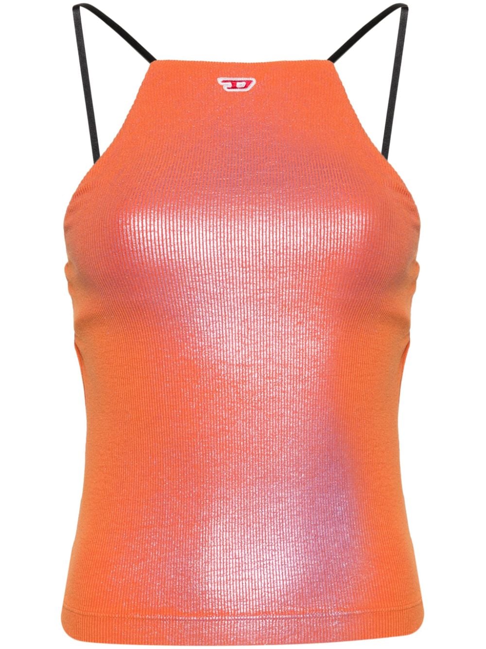Shop Diesel T-wami Ribbed-knit Top In Orange