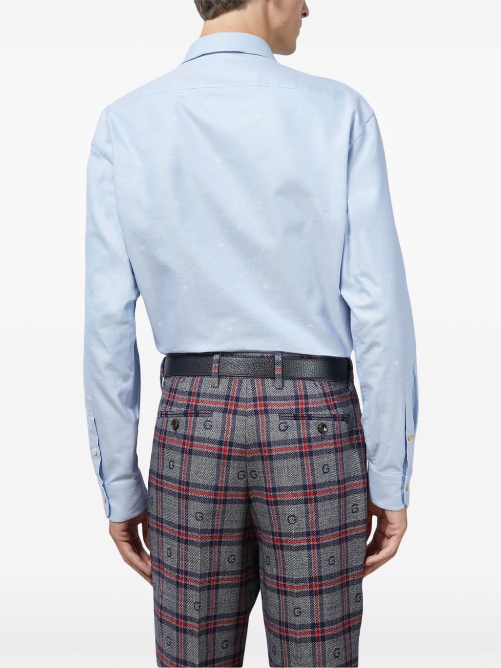 Shop Gucci Gg-jacquard Cotton Shirt In Blau