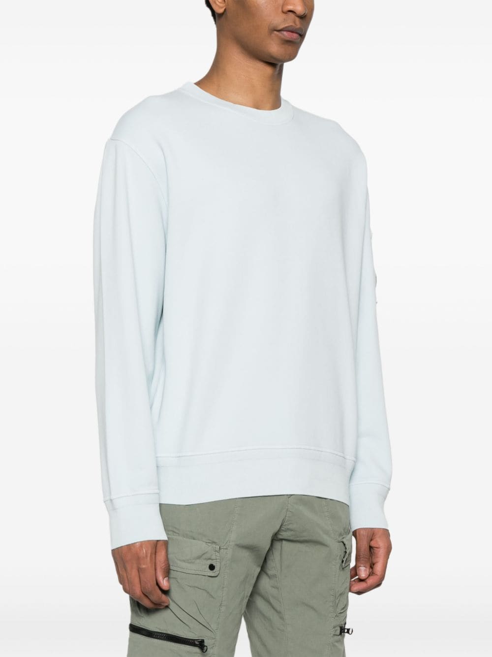 Shop C.p. Company Drop Shoulder Cotton Sweatshirt In Blue