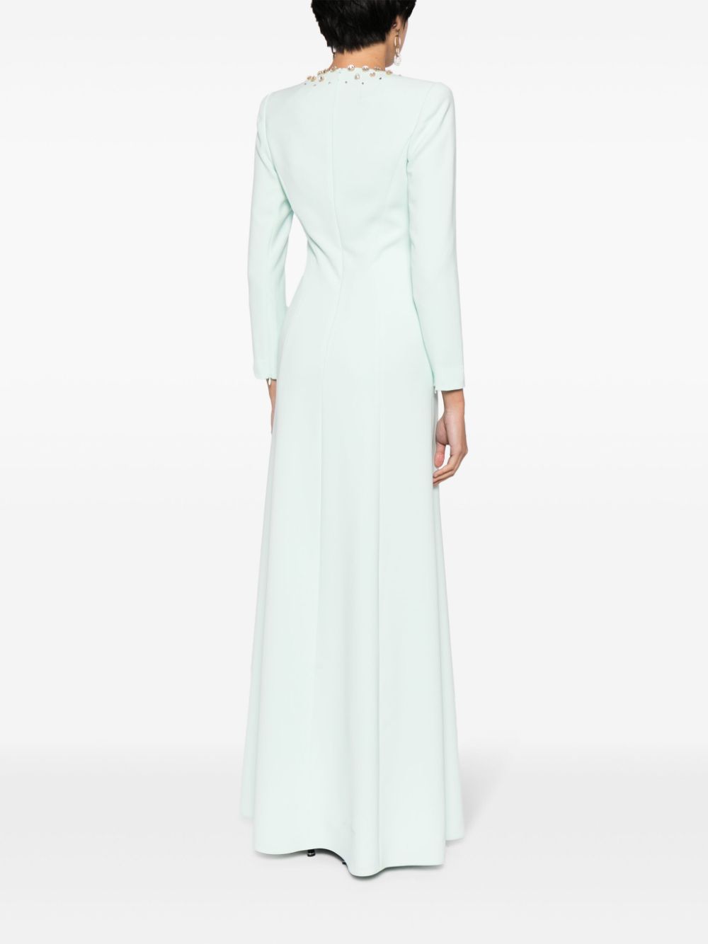 Jenny Packham Marius Crystal Embellished Crepe Gown Dress Farfetch