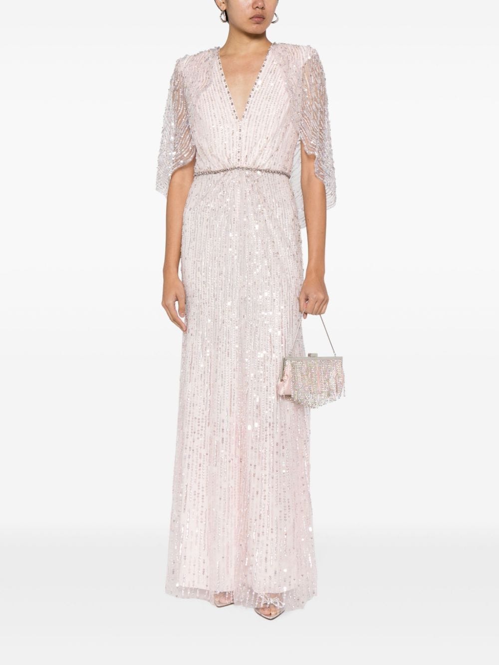 Shop Jenny Packham Coralia Sequin-embellished Gown In Pink