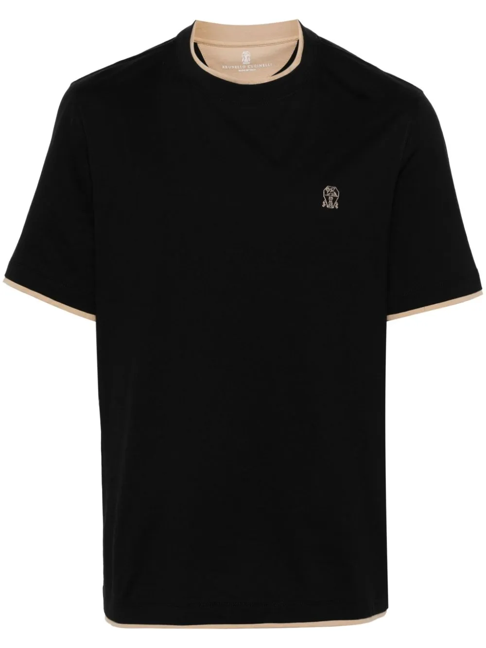 Brunello Cucinelli Logo-embroidered Cotton T-shirt In Black
