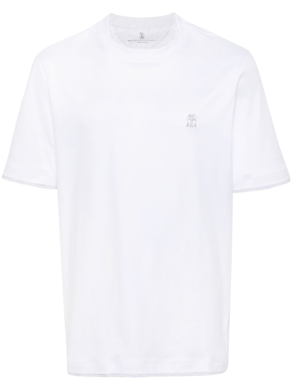 Shop Brunello Cucinelli Logo-embroidered Cotton T-shirt In White