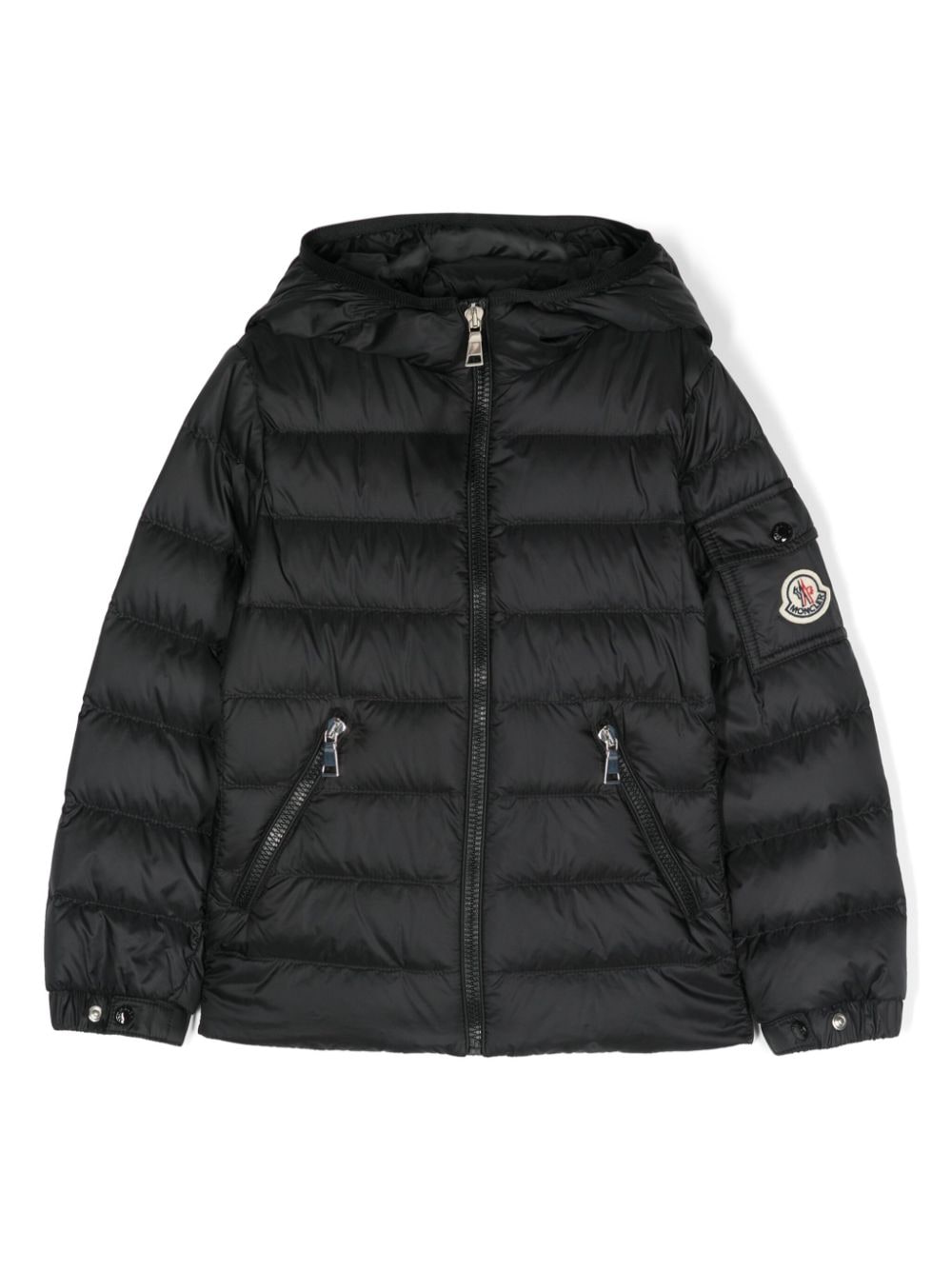 Moncler Enfant Gewatteerd jack met logopatch Zwart