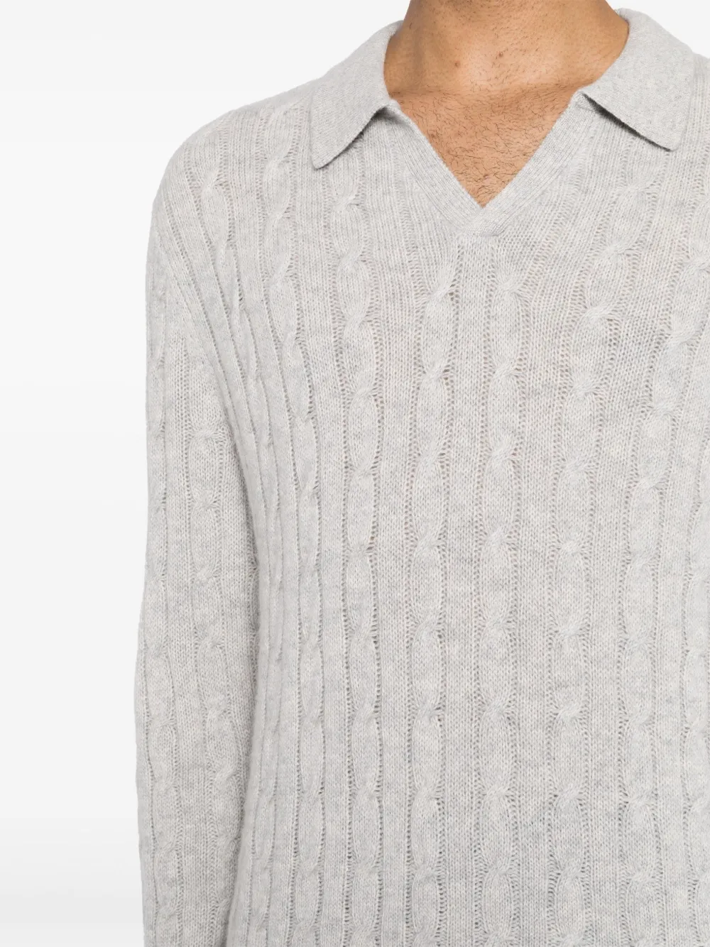 Shop N•peal Cable-knit Polo Jumper In Grey