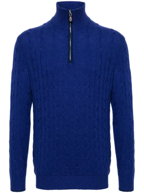 N.Peal cable-knit half-zip jumper