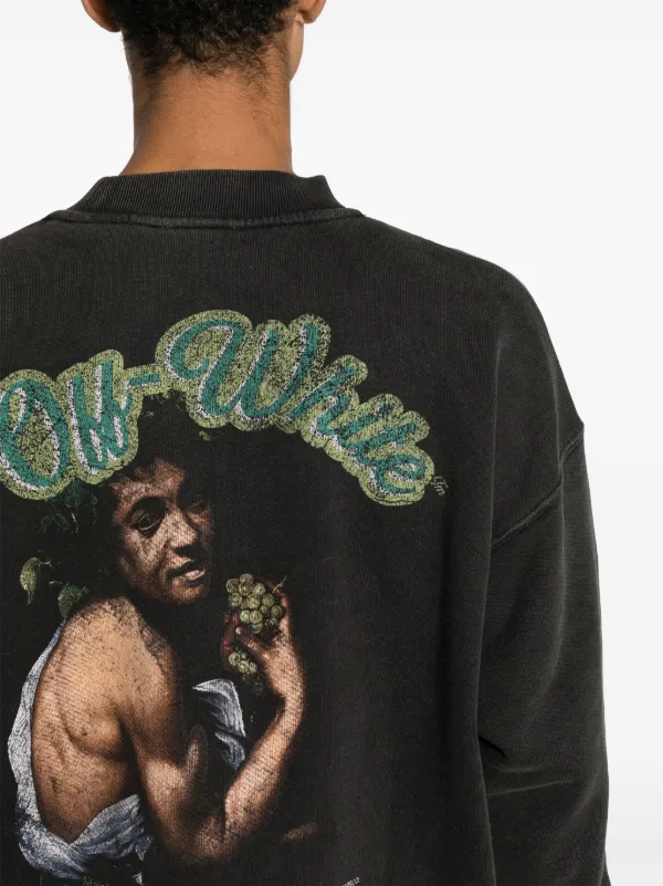 【送料&関税込】Off-White Bacchus Skate Crewneck Sweatshirt Off-White Bacchus-print Cotton Sweatshirt | Black | FARFETCH