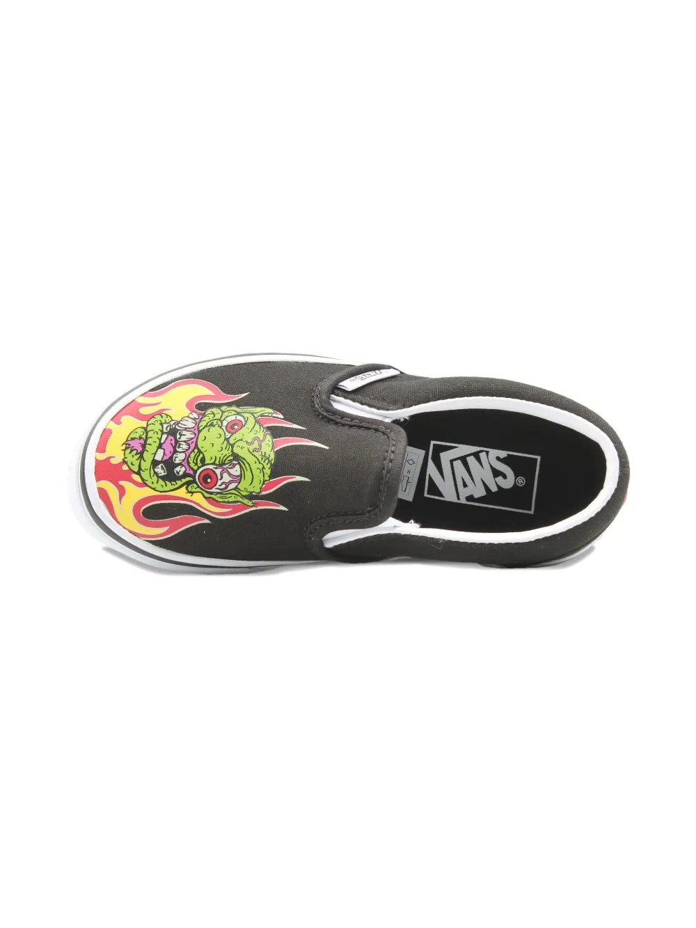 Vans Kids Classic Slip On flame-print sneakers Black