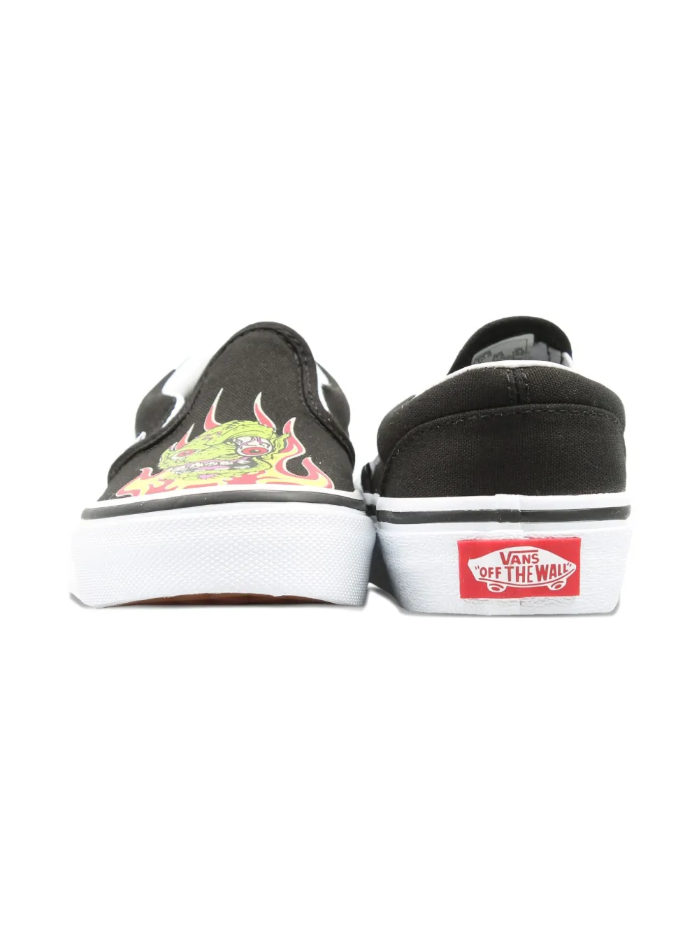 Vans Kids Classic Slip On flame-print sneakers Black