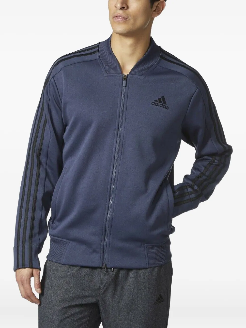 Adidas three-stripe bomber jacket Blauw