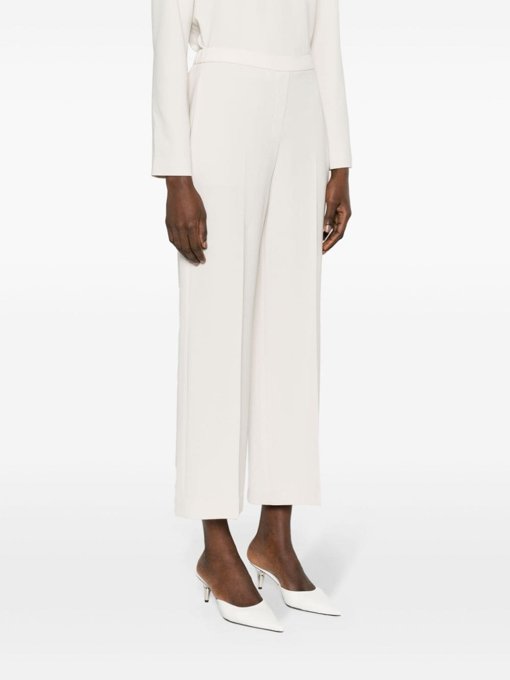 Shop Theory Mid-rise Crepe Tailored Trousers In Nude