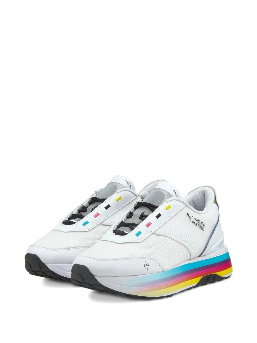 Puma X Felipe Pantone Cruise Rider Multi-stripe Sneakers In White