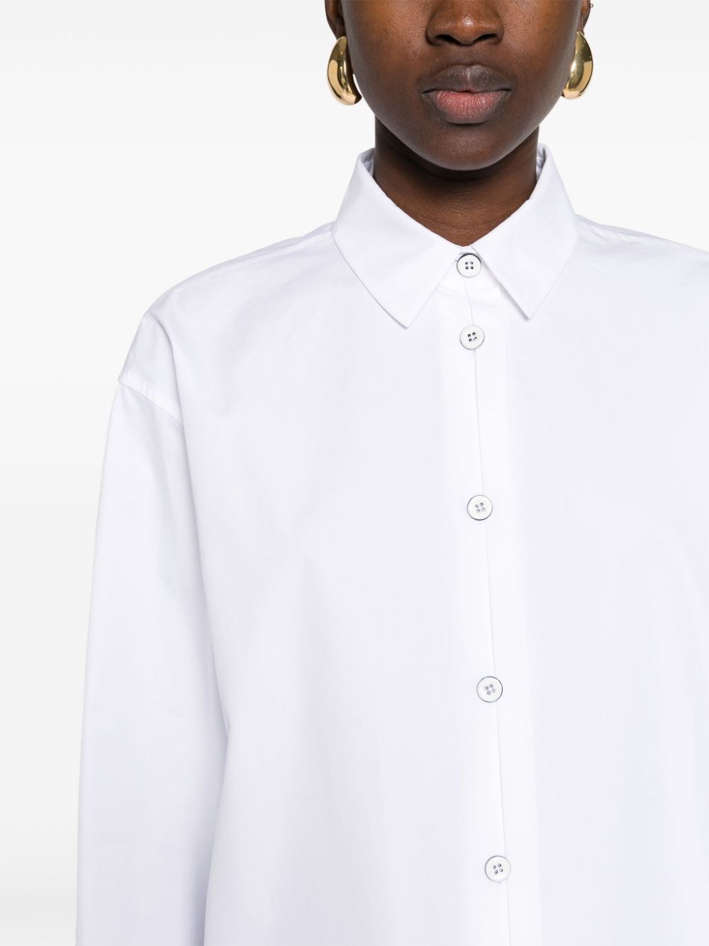 Shop Jil Sander Split-cuffs Poplin Cotton Shirt In 白色