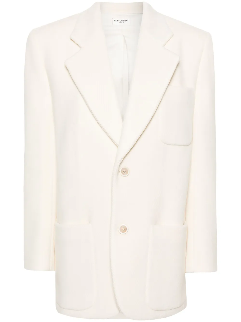 Saint Laurent Blazer met enkele rij knopen en puntige revers Beige