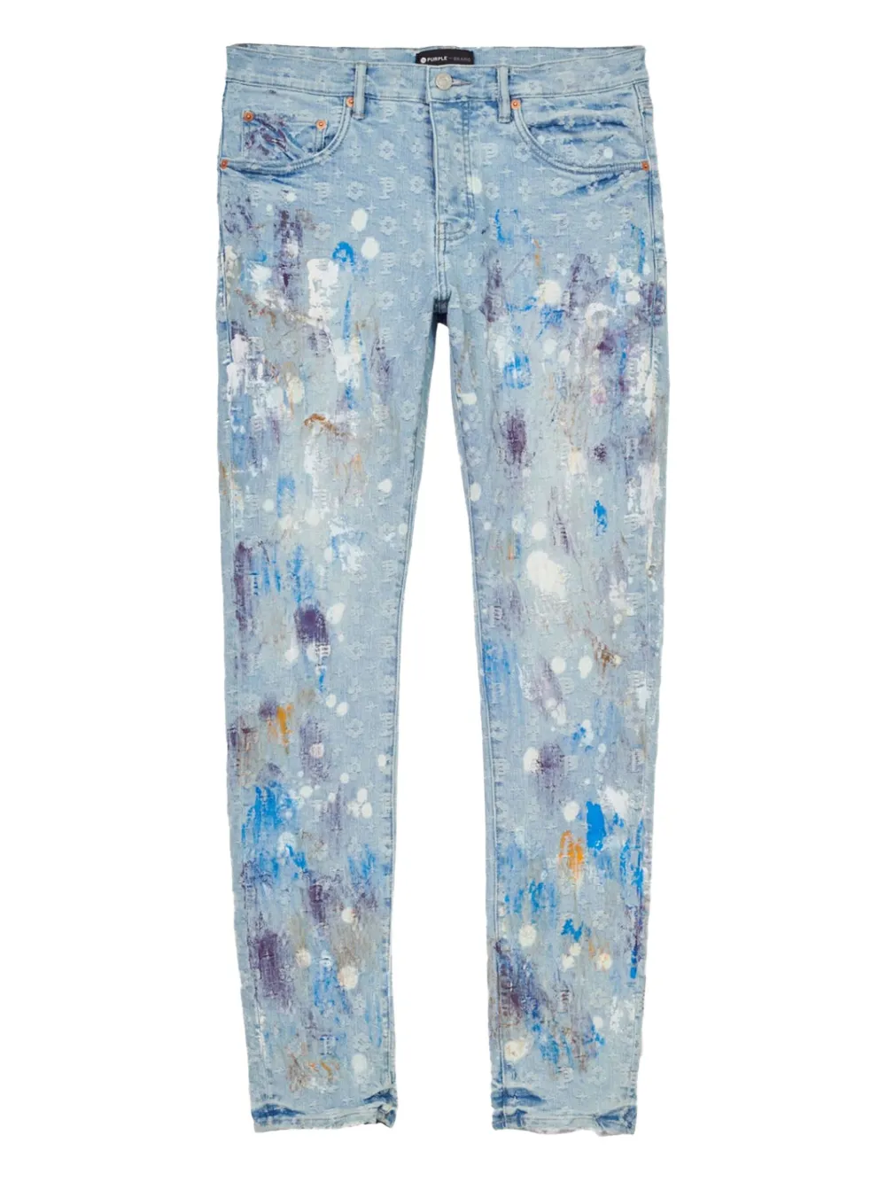 Purple Brand Paint Over jacquard jeans Blauw