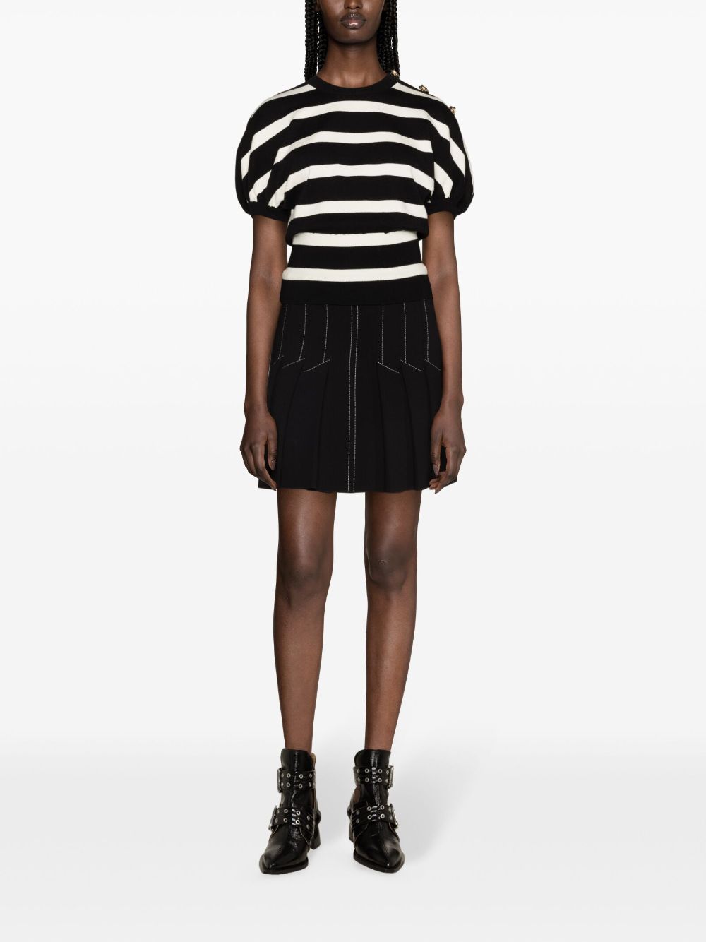 Image 2 of Alexander McQueen striped puff-sleeves jumper