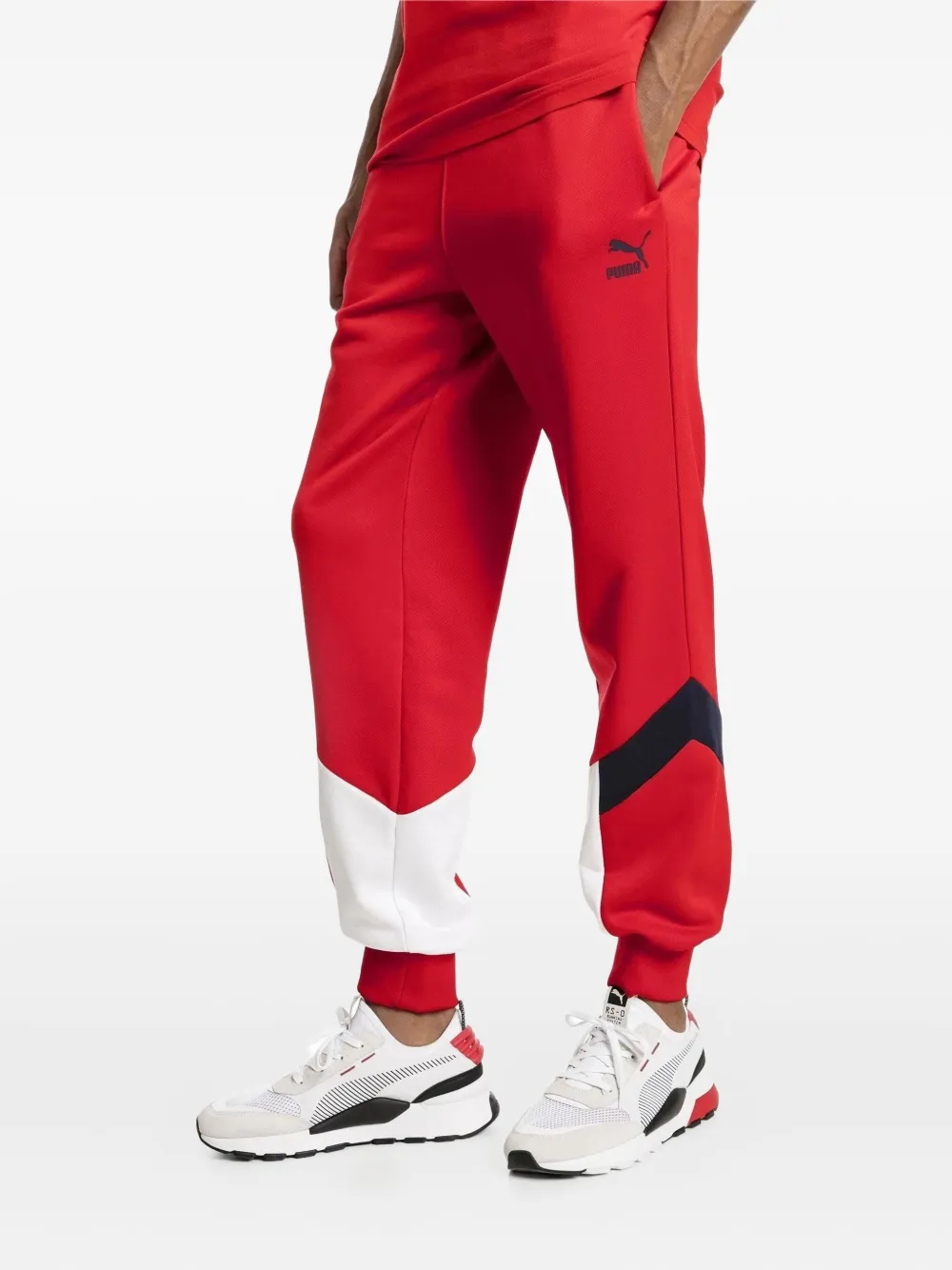Puma Iconic Mcs Colour-block Track Pants In Red