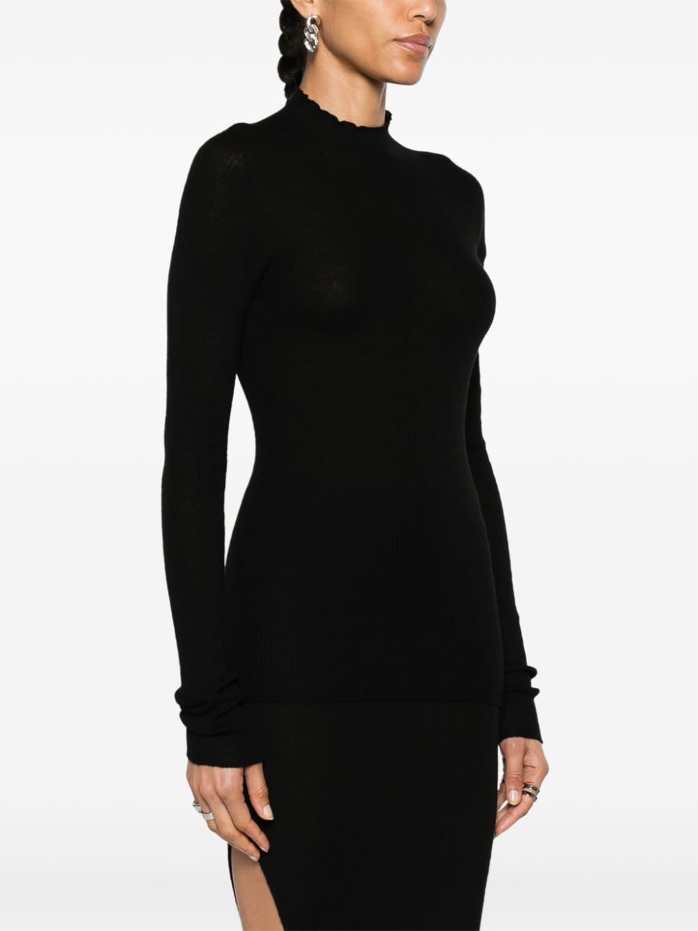 Shop Rick Owens Lupetto Ribbed Jumper In Black