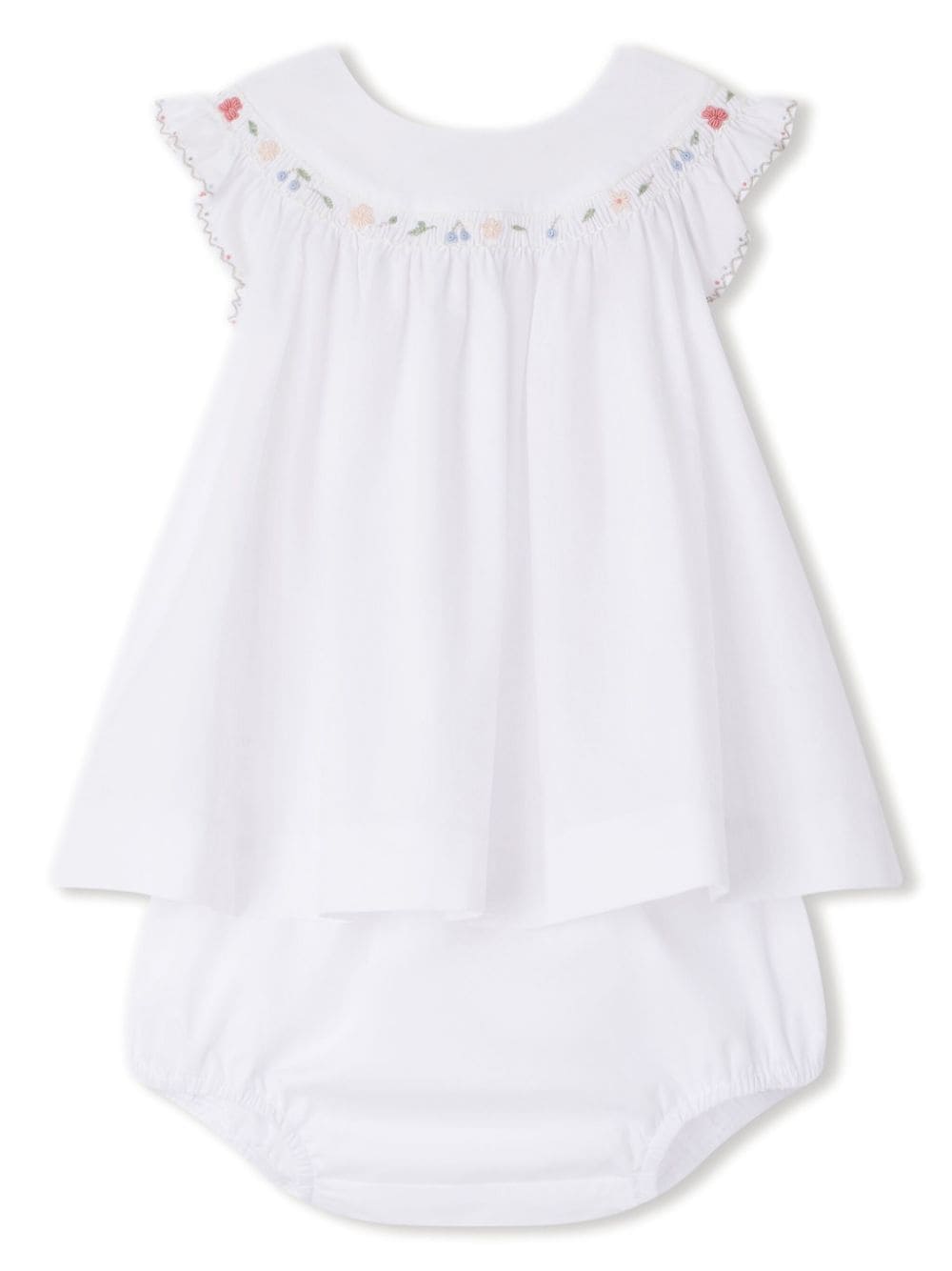 Bonpoint Babies' Amantine Floral-embroidered Sleeveless Dress In White