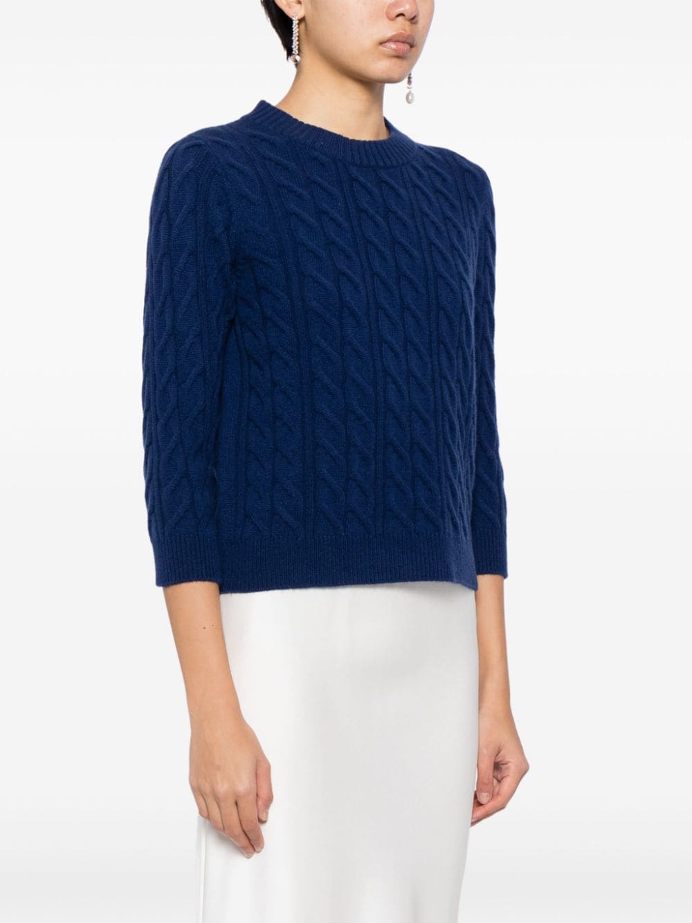 Shop N•peal Cable-knit Cashmere Jumper In Blue
