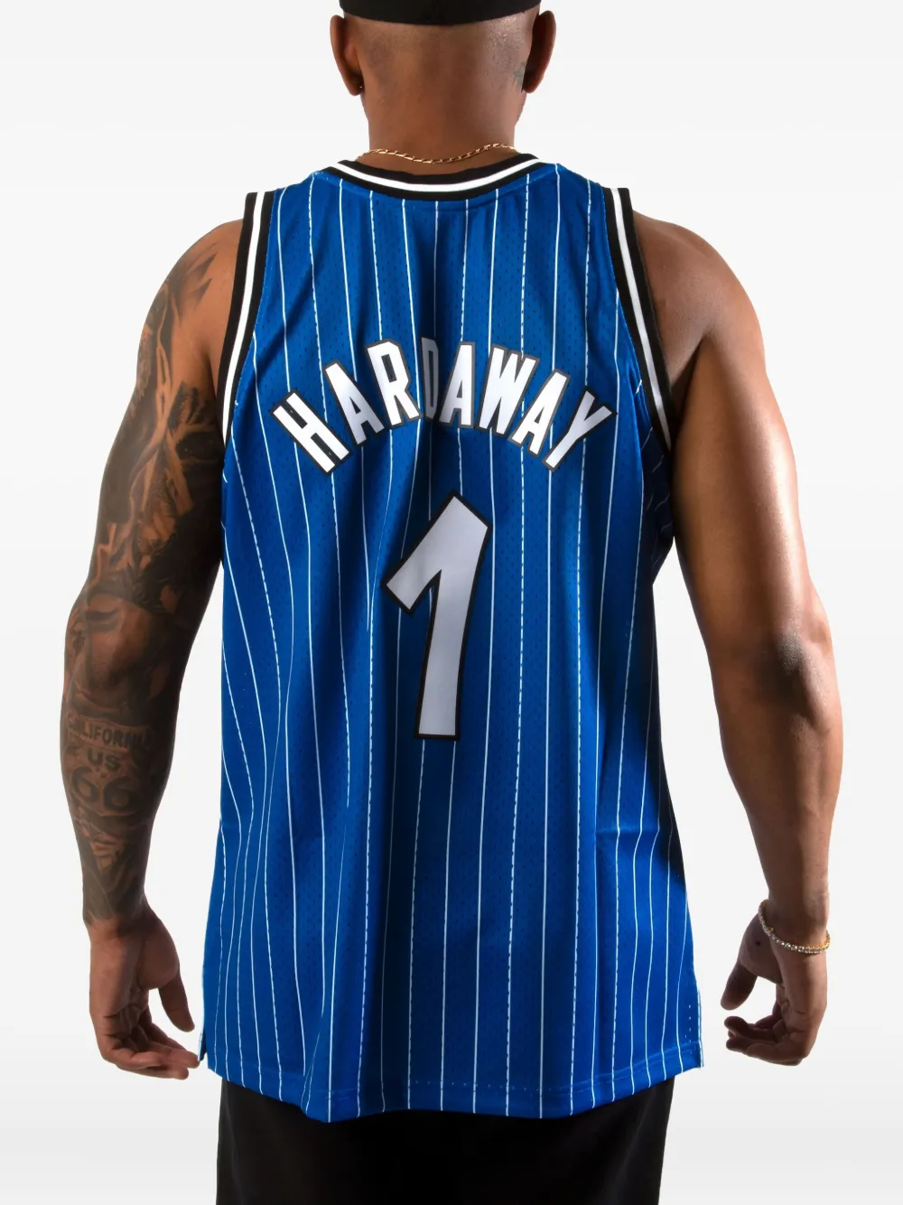 Mitchell & Ness Pinstripe Jersey In Blue