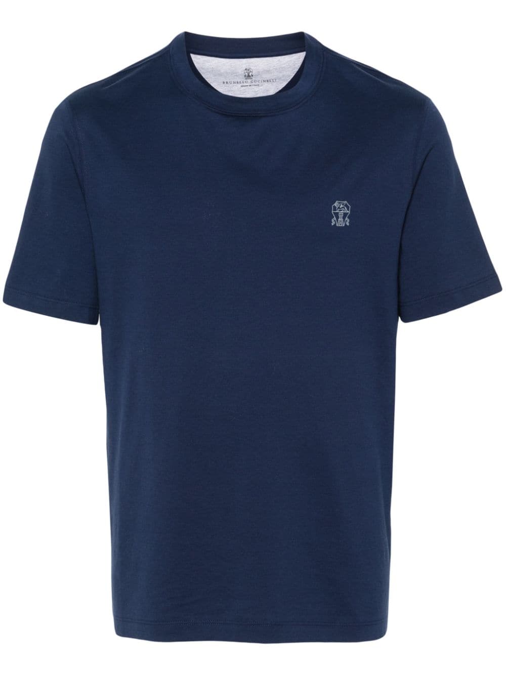 Brunello Cucinelli Logo-print Cotton T-shirt In Blue