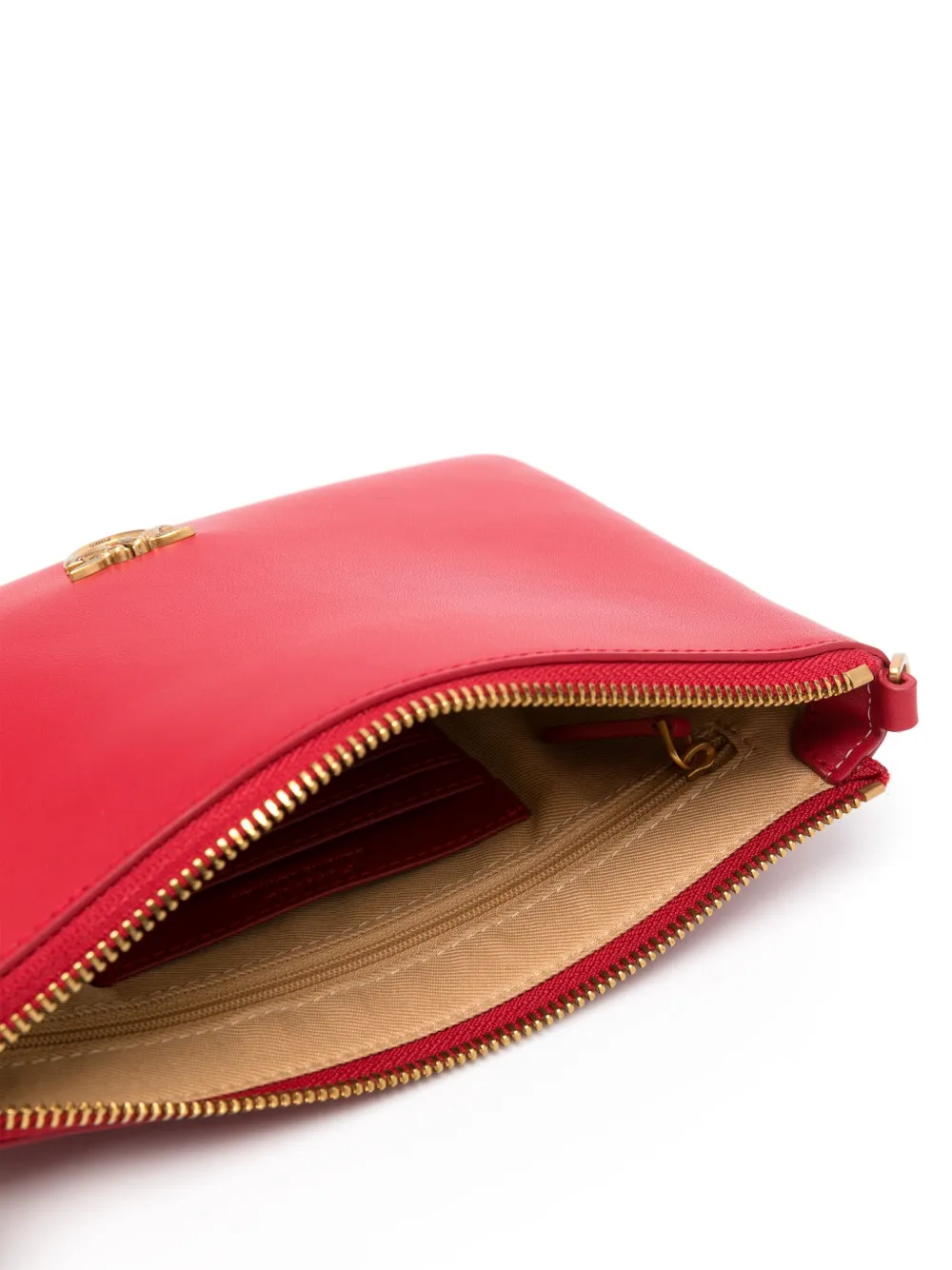 Shop Pinko Love Birds-plaque Leather Crossbody Bag In Red