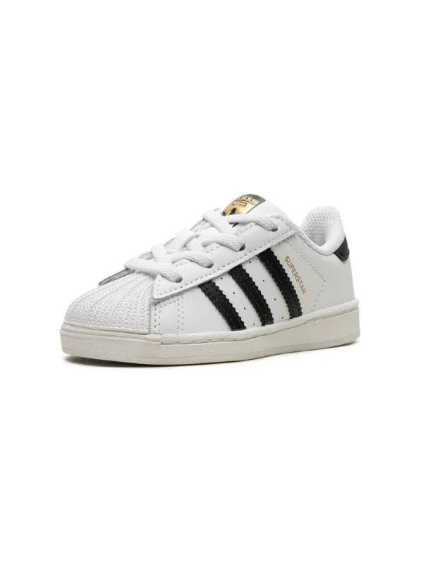 Adidas Kids Superstar low top sneakers kids Rubber Calf Leather Fabric 4K White