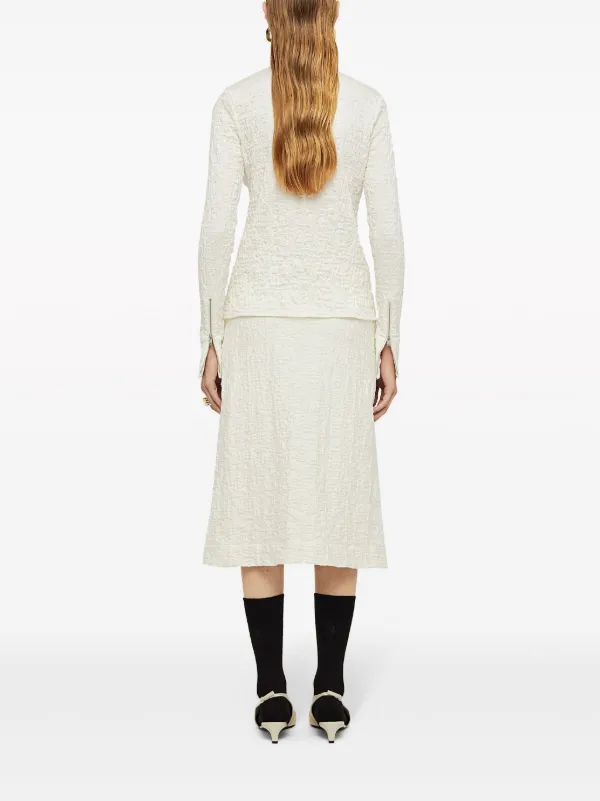 Jil Sander textured-finish zip-up Midi Skirt | White