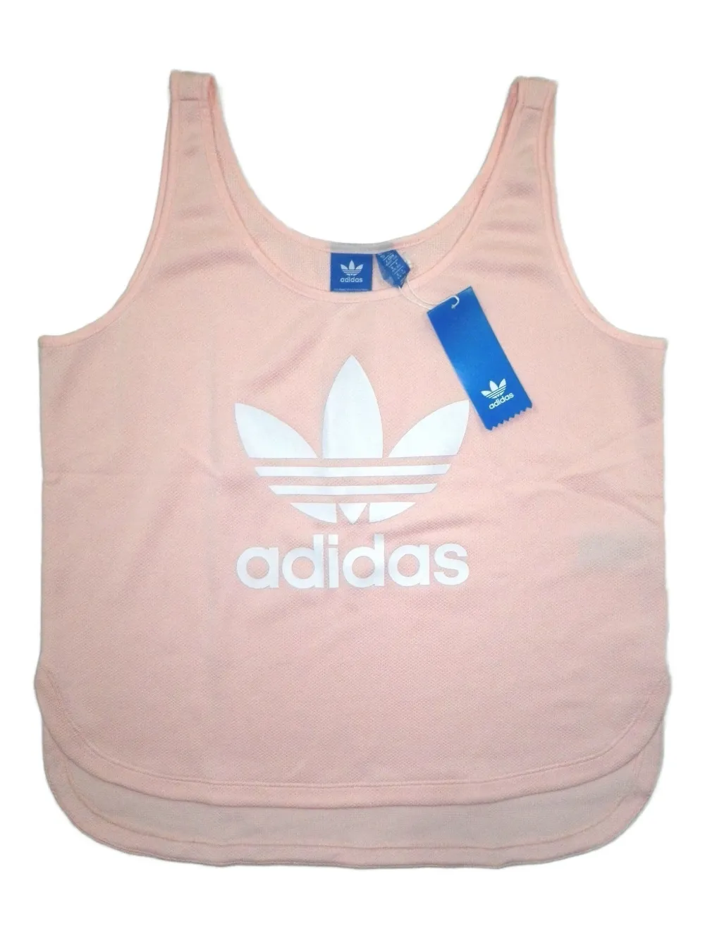 Adidas logo-detail curved hem tank top Roze