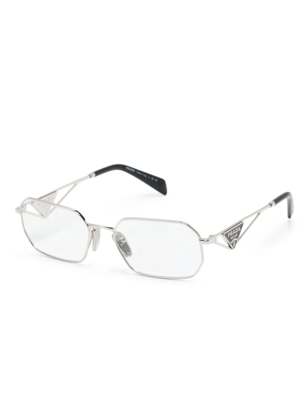 Prada Eyewear triangle-logo rectangle-frame Glasses - Farfetch