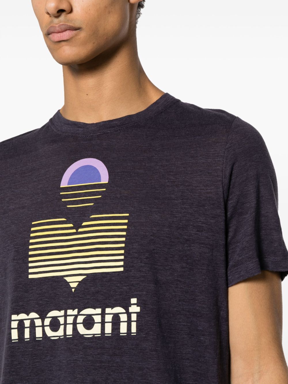 Shop Marant Karman Linen T-shirt In Purple