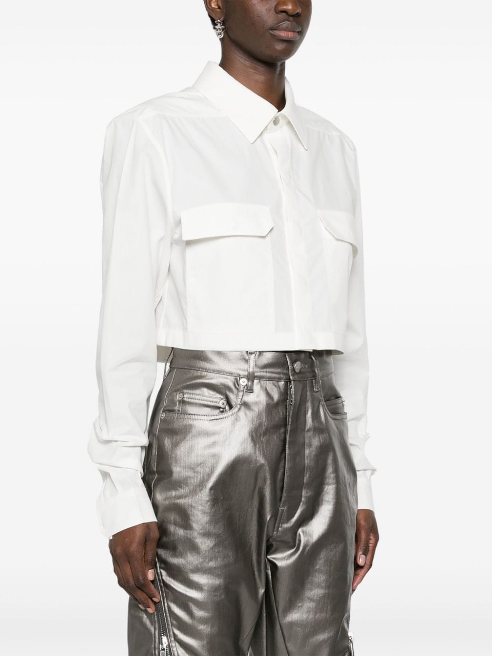 Shop Rick Owens Cropped Cotton Shirt In White
