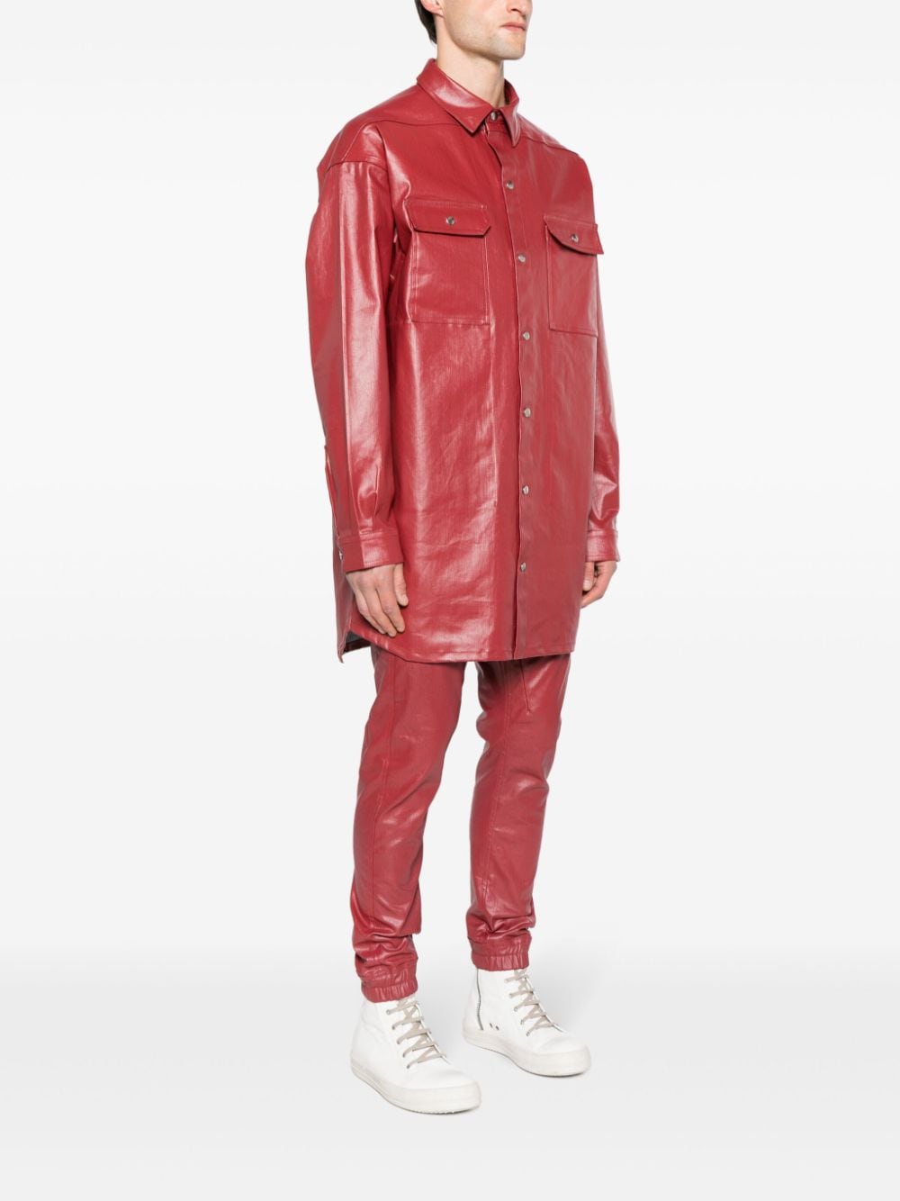 Shop Rick Owens Press-stud Coated Shirt Jacket In Red