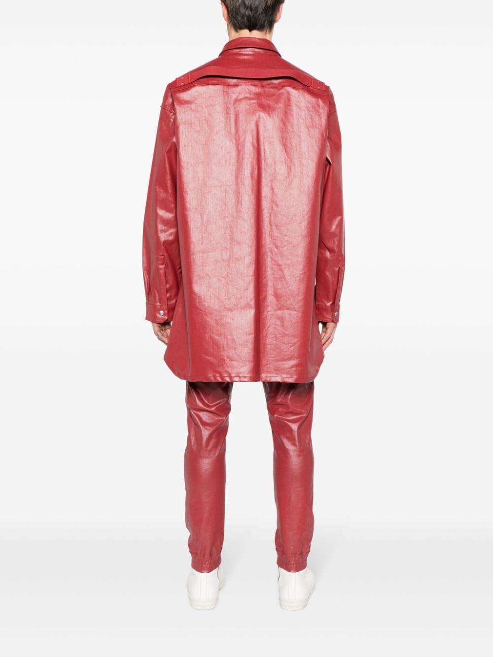 Shop Rick Owens Press-stud Coated Shirt Jacket In Red