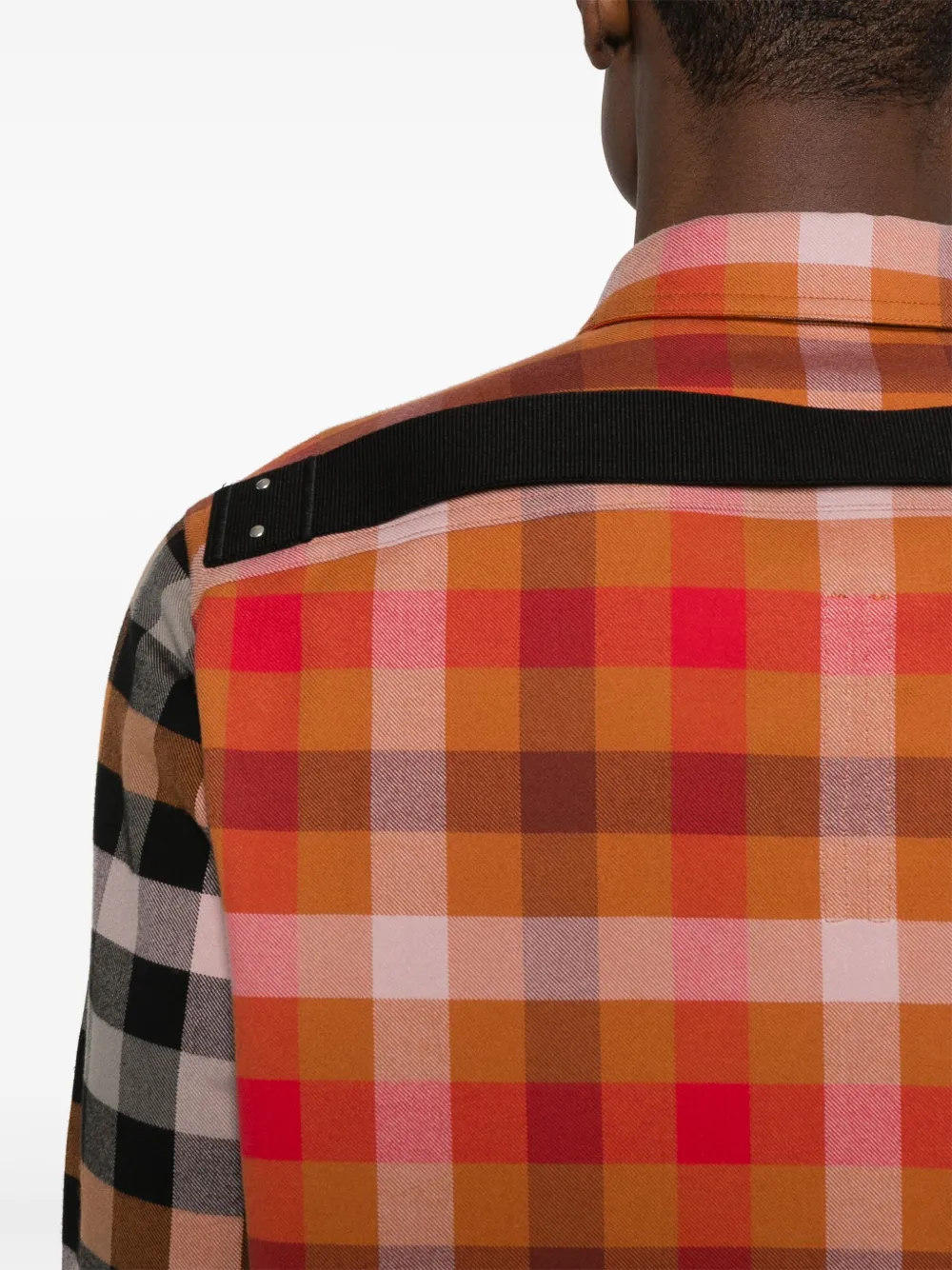 Shop Rick Owens Gingham-pattern Cotton Shirt In Orange