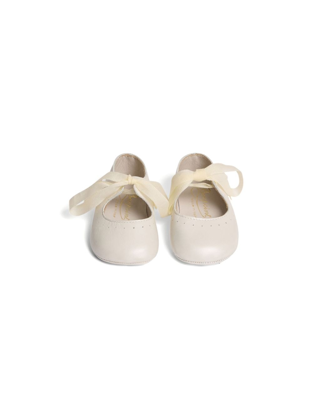 Shop Bonpoint Akela Leather Ballerina Shoes In Neutrals