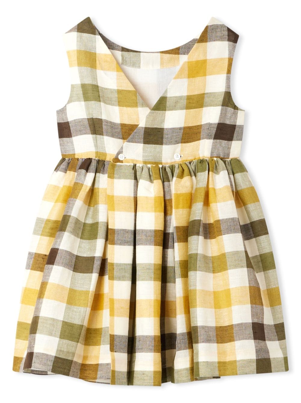 Shop Bonpoint Alise Check-print Dress In Yellow