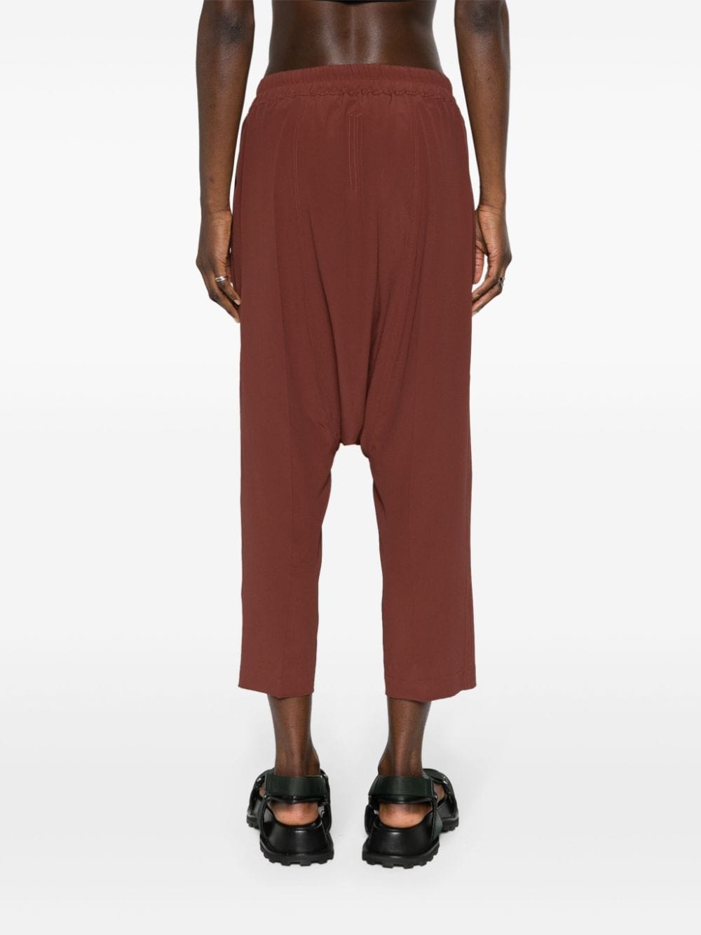 Shop Rick Owens Drawstring Drop-crotch Trousers In Brown