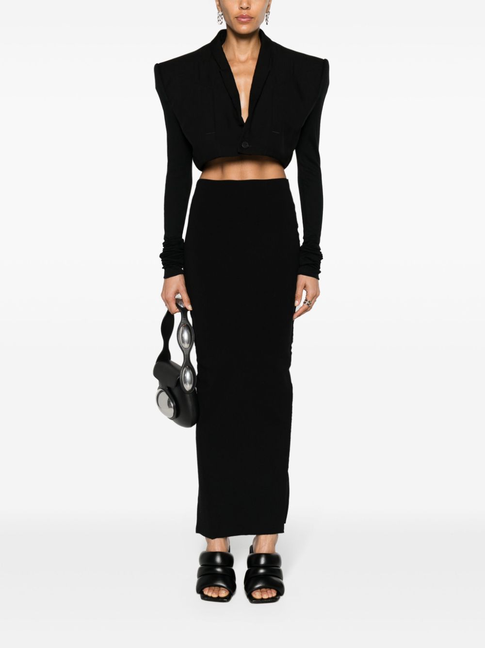 Shop Rick Owens Cobra Micro Tatlin Cropped Blazer In Black