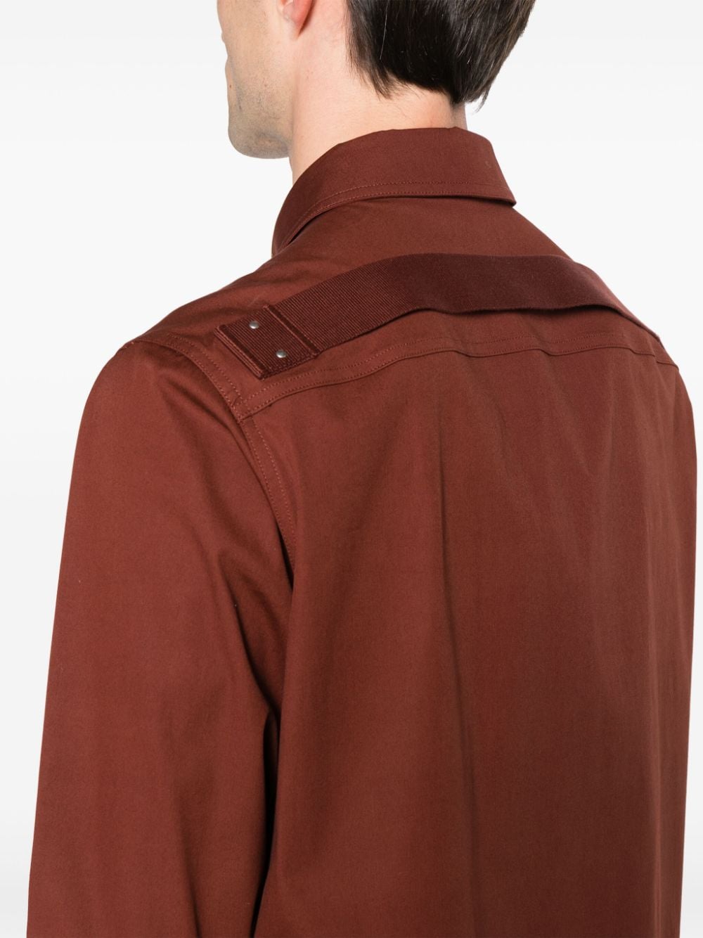 Rick Owens Geruit shirtjack Bruin