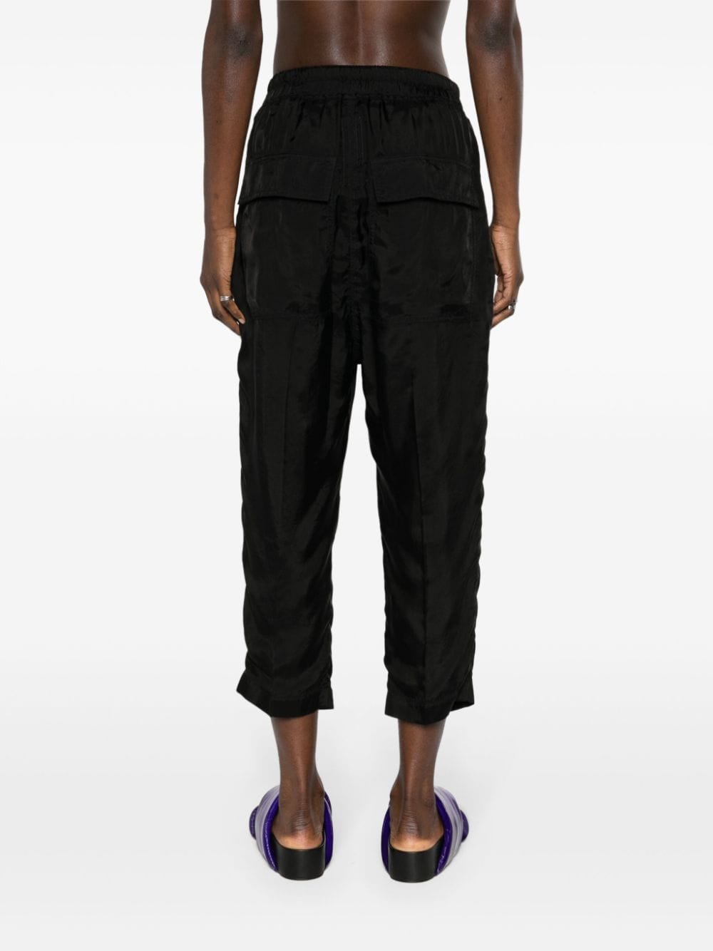 Shop Rick Owens Drawstring Cropped Trousers In Black