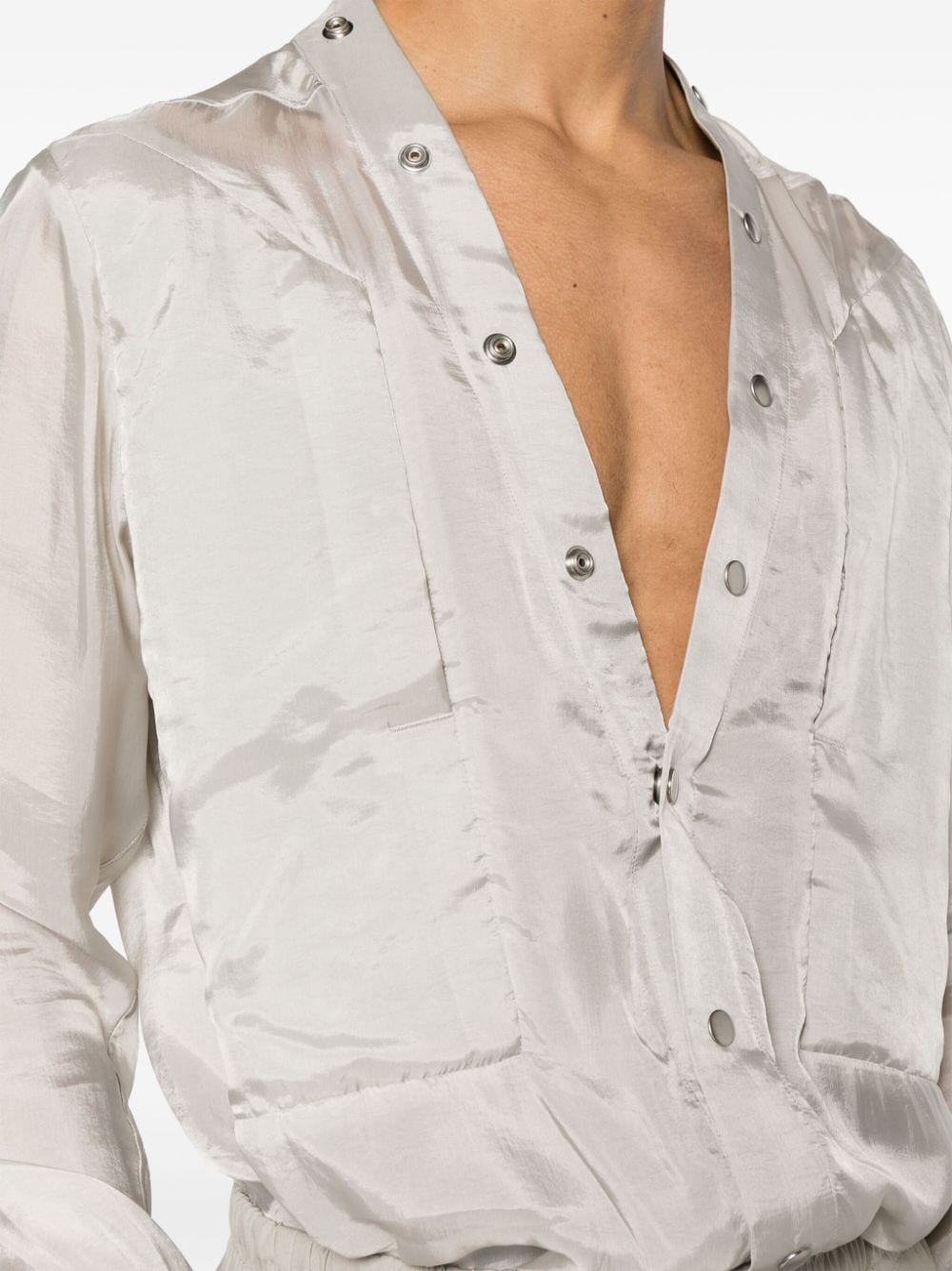 Shop Rick Owens Larry Fogpocket Satin Shirt In Grey