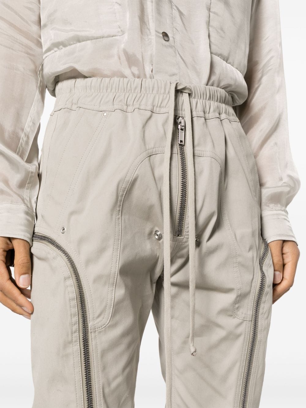 Shop Rick Owens Bauhaus Tapered Cargo Trousers In Grey