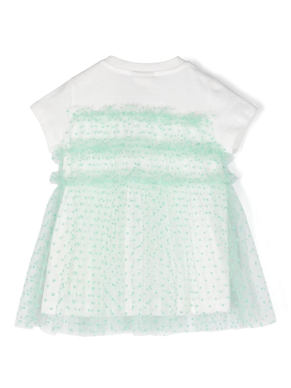 Shop Fendi Tulle-overlay Logo-embroidered Dress In White